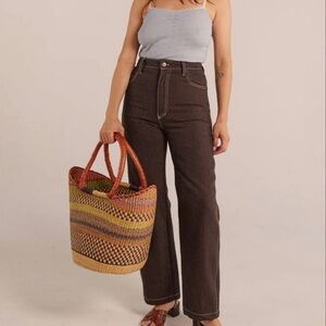 Jem! (Lykke Wullf) River Jeans in Brown Railroad Stripe